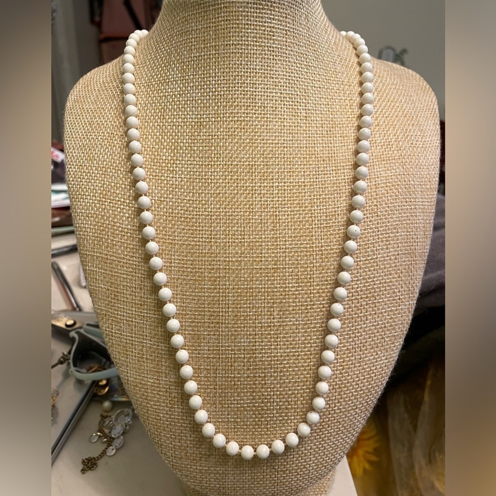 White bead necklace